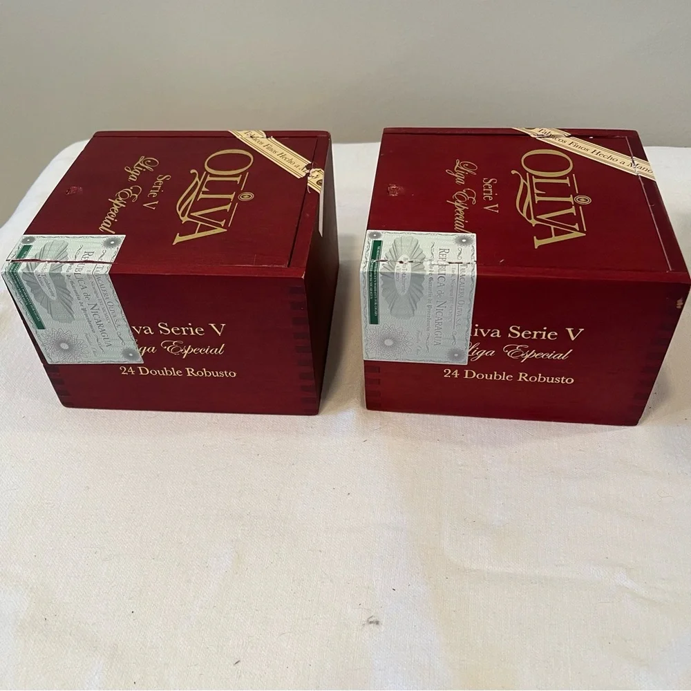 2 Oliva Series 5 Liga Especial empty cigar boxes with sliding lid